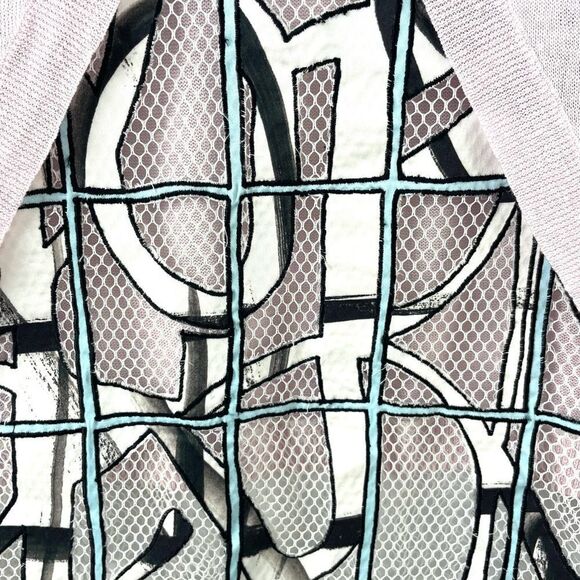 Sachin + Babi Pink Linen Short Sleeve Sweater w/ Mesh Patterned Back Size XS - Picture 5 of 7